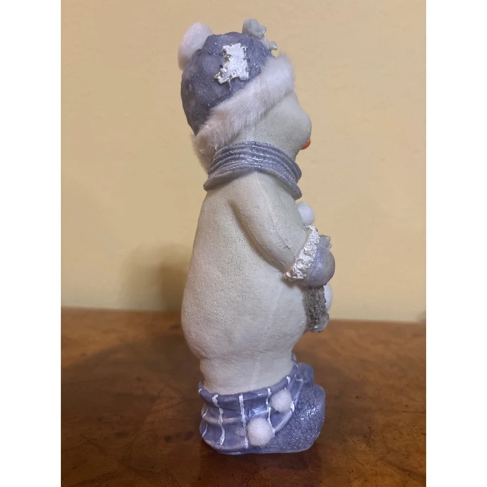 Blue Resin Snowgirl Figurine Winter Holiday Decor Sweet Home Wreath 8 Inch